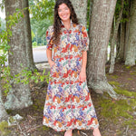 Patchwork Bloom High - Neck Midi Dress - Jessi Jayne Boutique