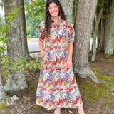 Patchwork Bloom High - Neck Midi Dress - Jessi Jayne Boutique