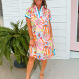 Citrus Carnival Printed Shift Dress