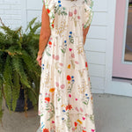 Cream Botanical Garden Maxi Dress - Jessi Jayne Boutique