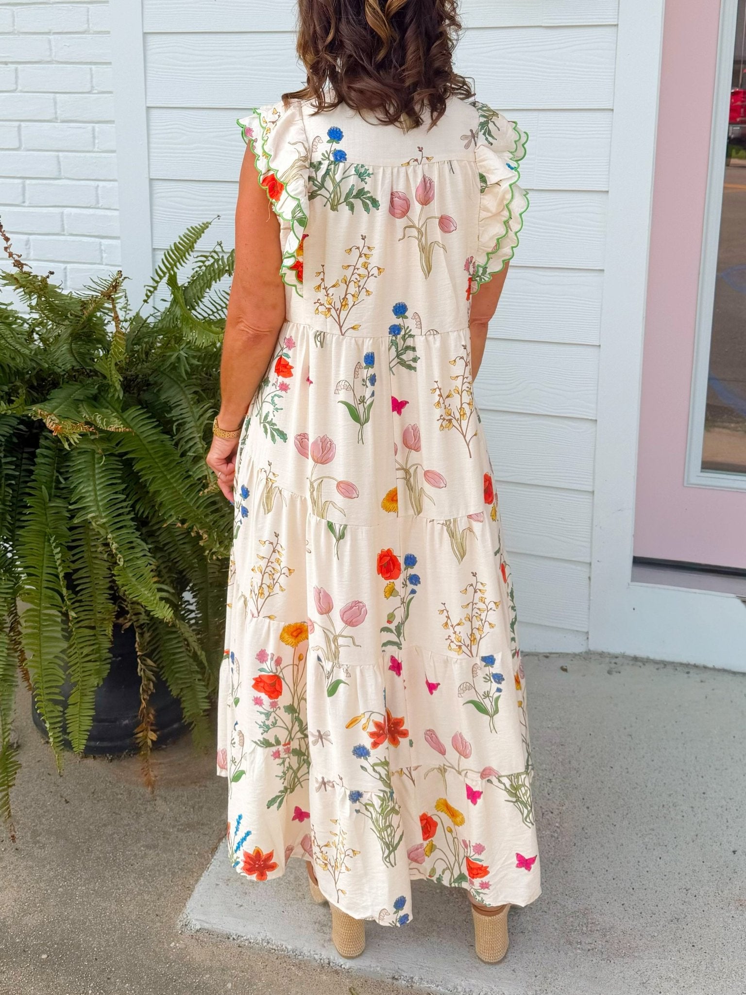 Cream Botanical Garden Maxi Dress - Jessi Jayne Boutique