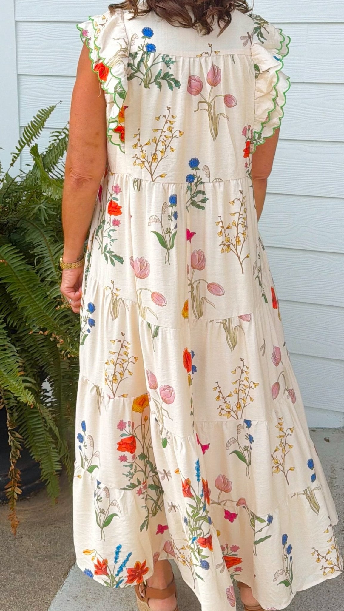 Cream Botanical Garden Maxi Dress - Jessi Jayne Boutique