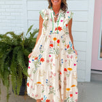 Cream Botanical Garden Maxi Dress - Jessi Jayne Boutique