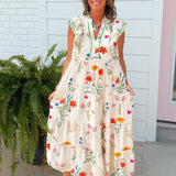 Cream Botanical Garden Maxi Dress - Jessi Jayne Boutique