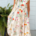 Cream Botanical Garden Maxi Dress - Jessi Jayne Boutique