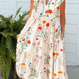 Cream Botanical Garden Maxi Dress - Jessi Jayne Boutique