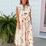 Cream Botanical Garden Maxi Dress - Jessi Jayne Boutique