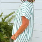 Mint Stripe Lace Trim Oversized Top - Jessi Jayne Boutique