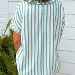 Mint Stripe Lace Trim Oversized Top - Jessi Jayne Boutique