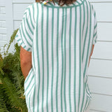 Mint Stripe Lace Trim Oversized Top - Jessi Jayne Boutique
