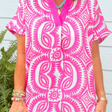 Fuchsia Fiesta Medallion Oversized Top - Jessi Jayne Boutique