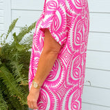 Fuchsia Fiesta Medallion Oversized Top - Jessi Jayne Boutique