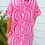 Fuchsia Fiesta Medallion Oversized Top - Jessi Jayne Boutique
