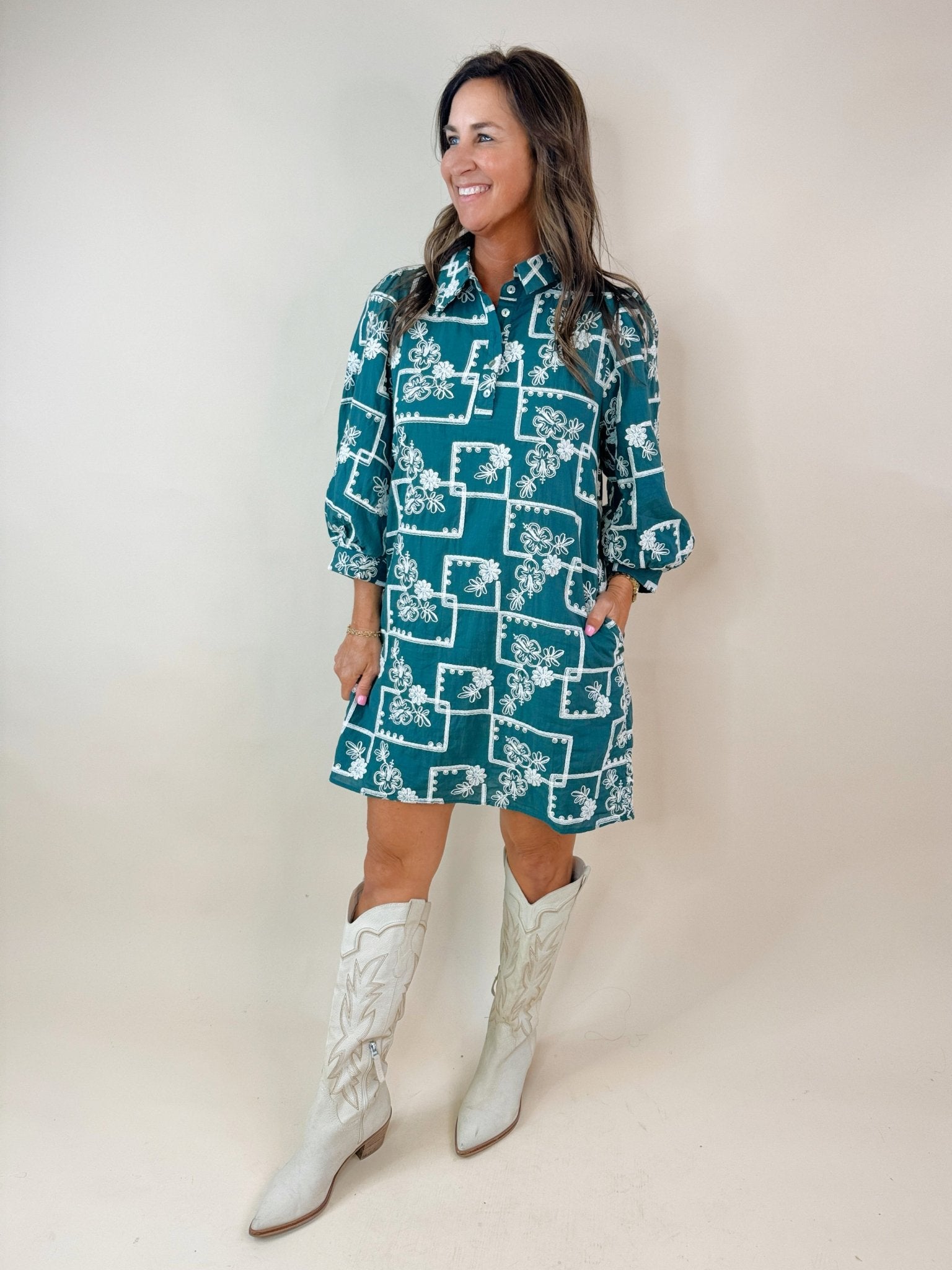 Garden Grove Embroidered Mini Dress - Jessi Jayne Boutique