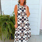 Mocha Mosaic Midi Dress
