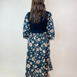 Midnight Meadow Contrast Midi Dress - Jessi Jayne Boutique