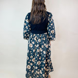 Midnight Meadow Contrast Midi Dress - Jessi Jayne Boutique