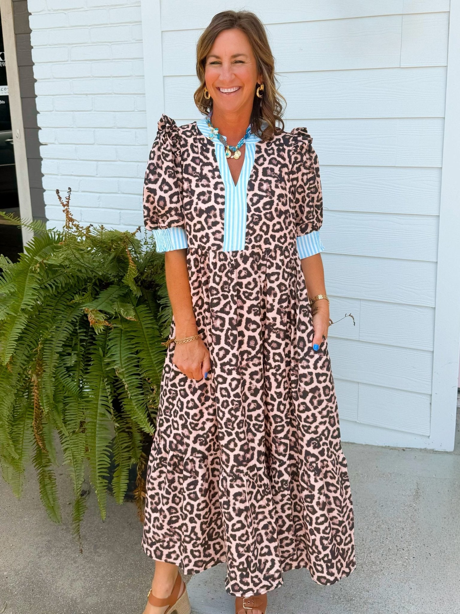 Wild at Heart Leopard Midi Dress - Jessi Jayne Boutique