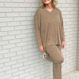 Textured Tranquility Ribbed Pant Set - Jessi Jayne Boutique