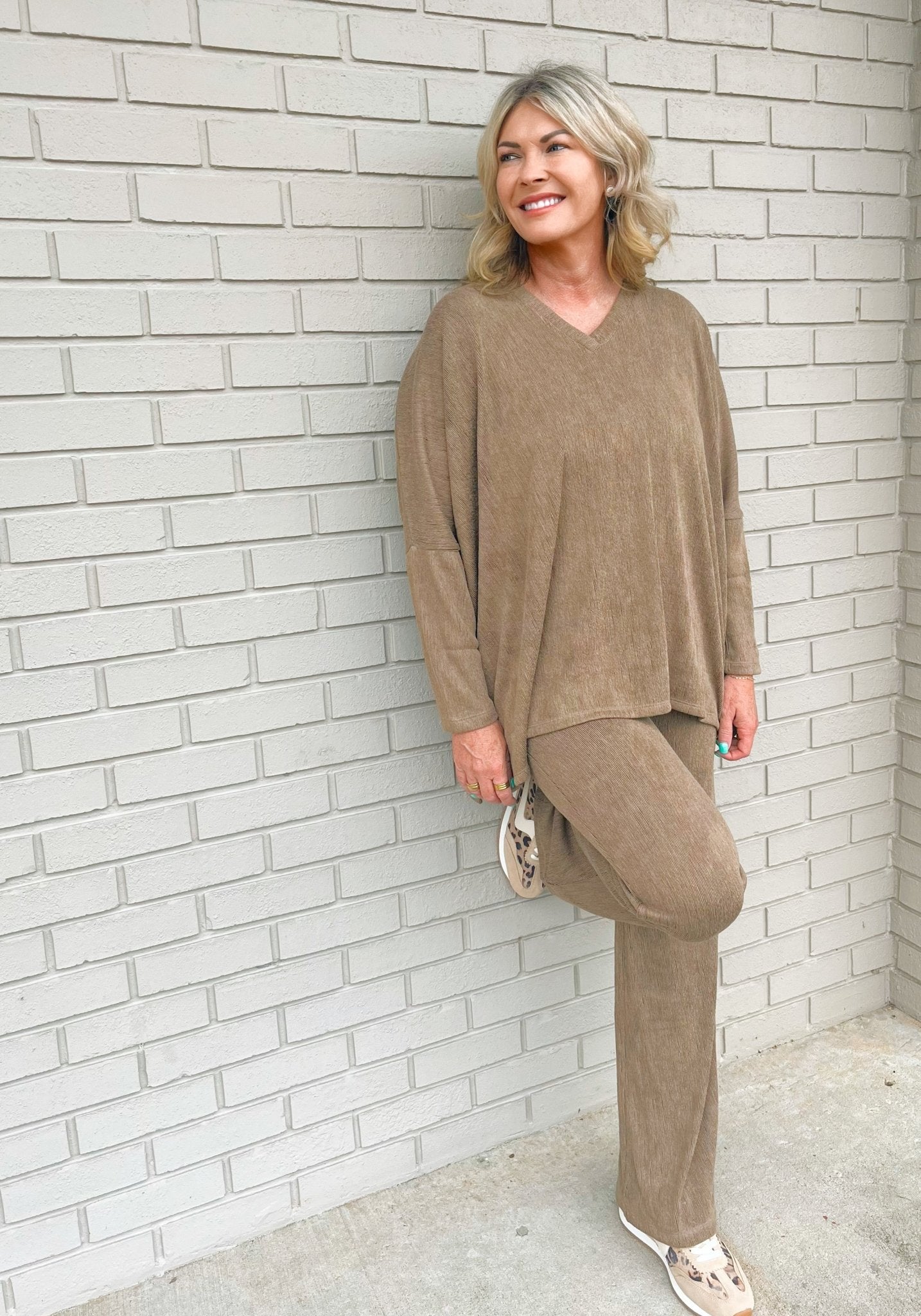 Textured Tranquility Ribbed Pant Set - Jessi Jayne Boutique