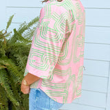 Pink Palms Abstract Top