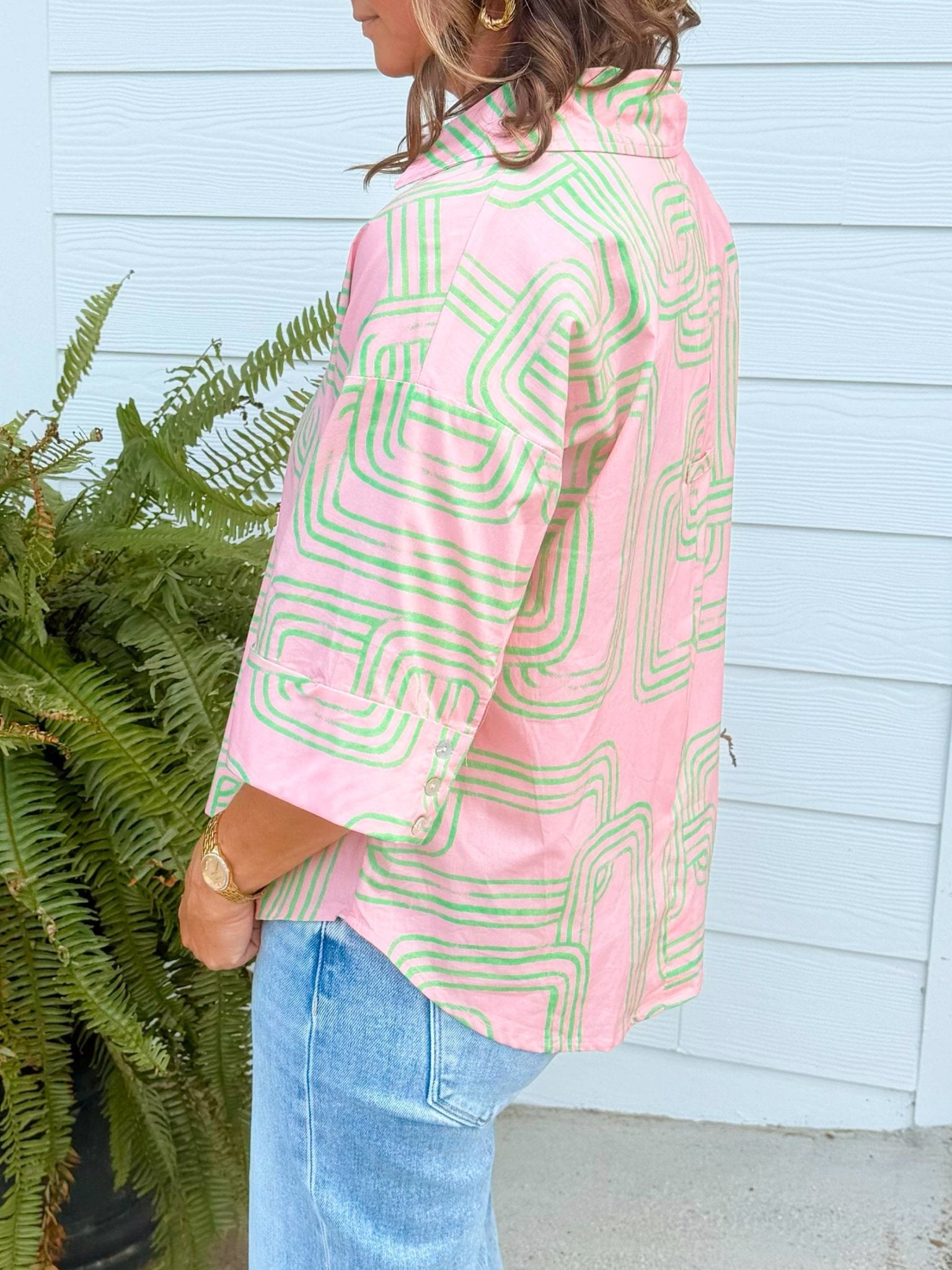 Pink Palms Abstract Top - Jessi Jayne Boutique