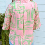 Pink Palms Abstract Top