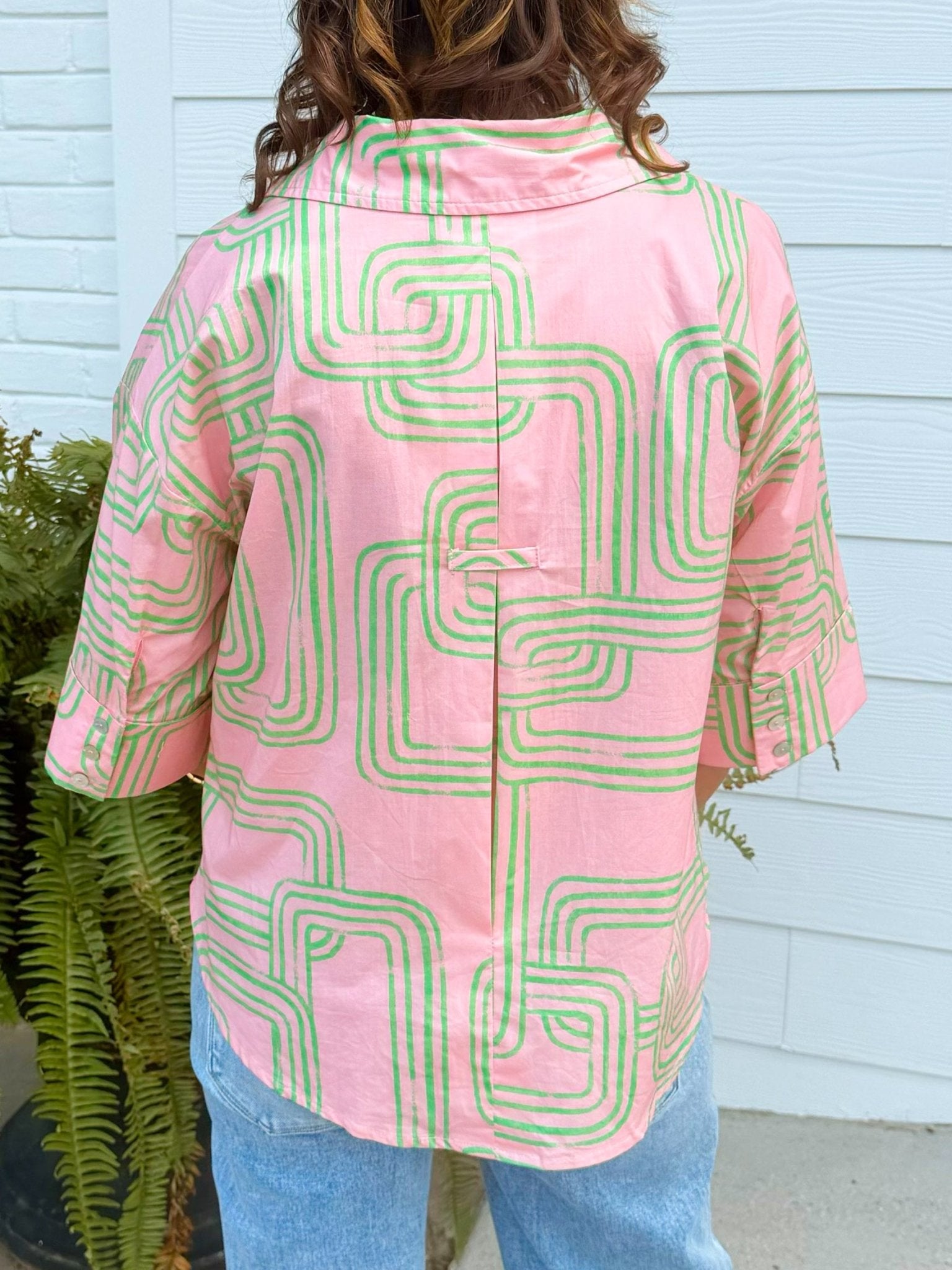Pink Palms Abstract Top - Jessi Jayne Boutique