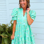 Mint Blossom Tiered Dress - Jessi Jayne Boutique