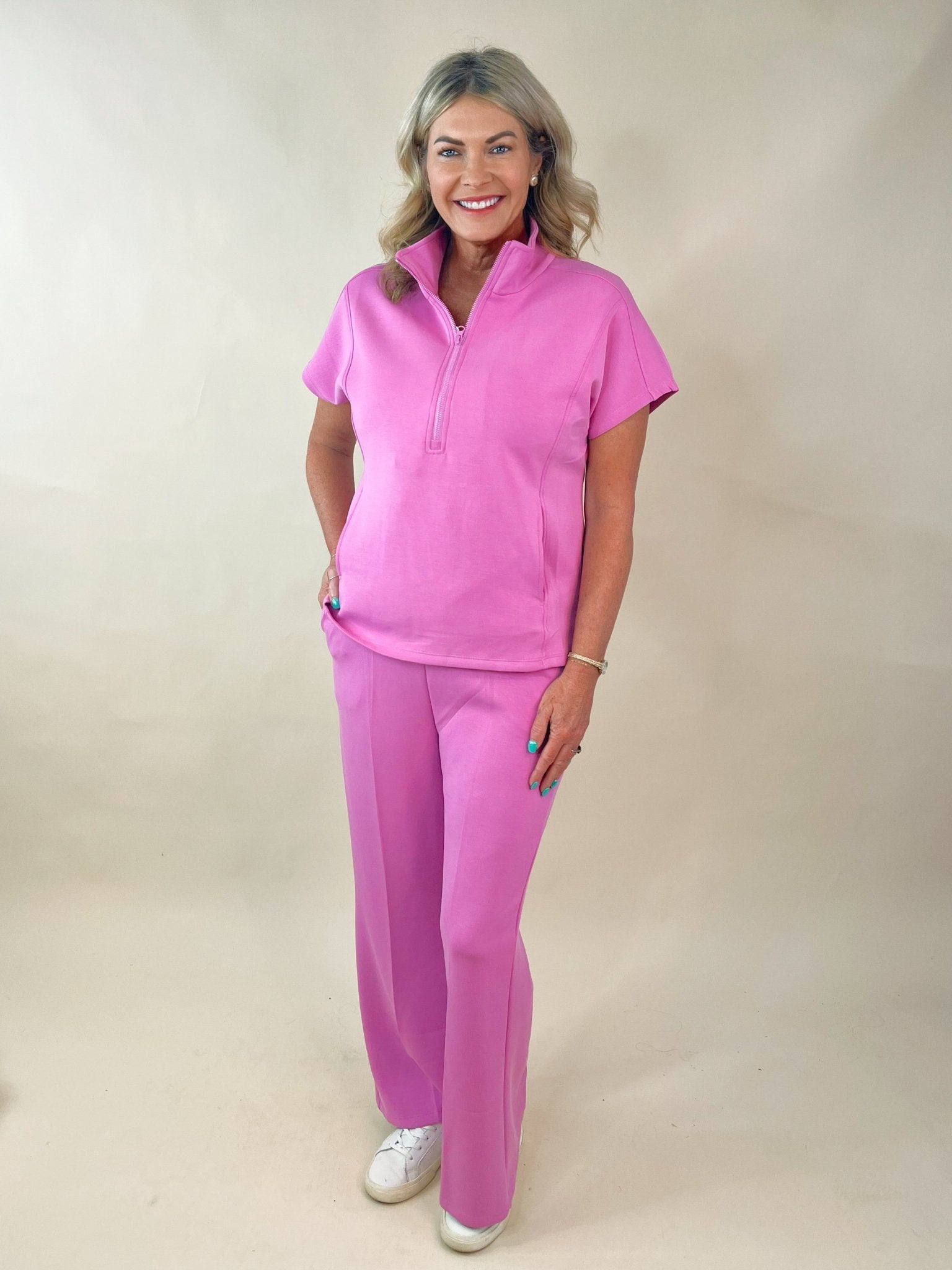 Sofie Soft Half - Zip Top and Cropped Pant Set - Jessi Jayne Boutique