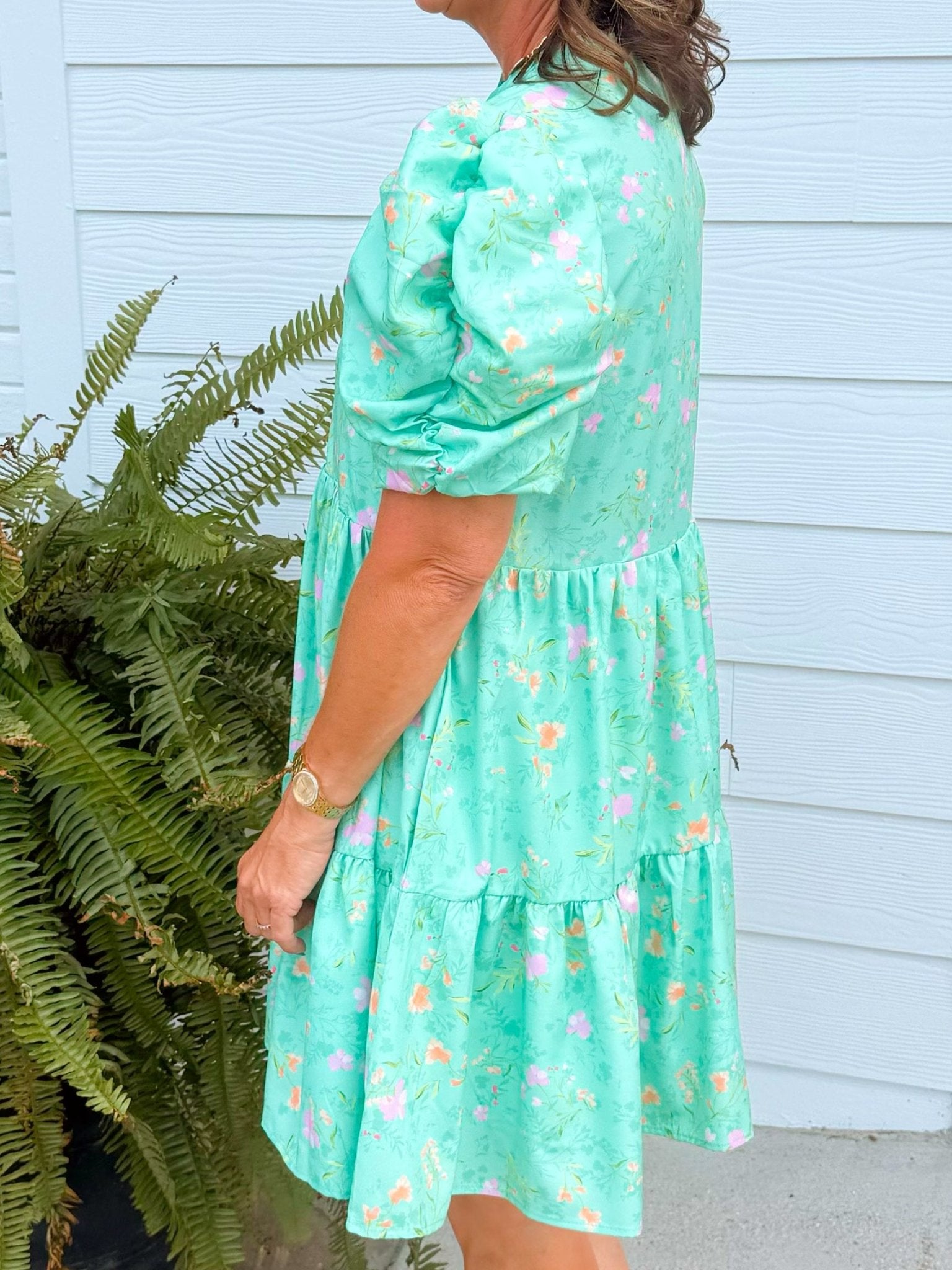 Mint Blossom Tiered Dress - Jessi Jayne Boutique