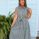 City Lines Striped Midi Dress - Jessi Jayne Boutique