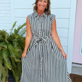 City Lines Striped Midi Dress - Jessi Jayne Boutique