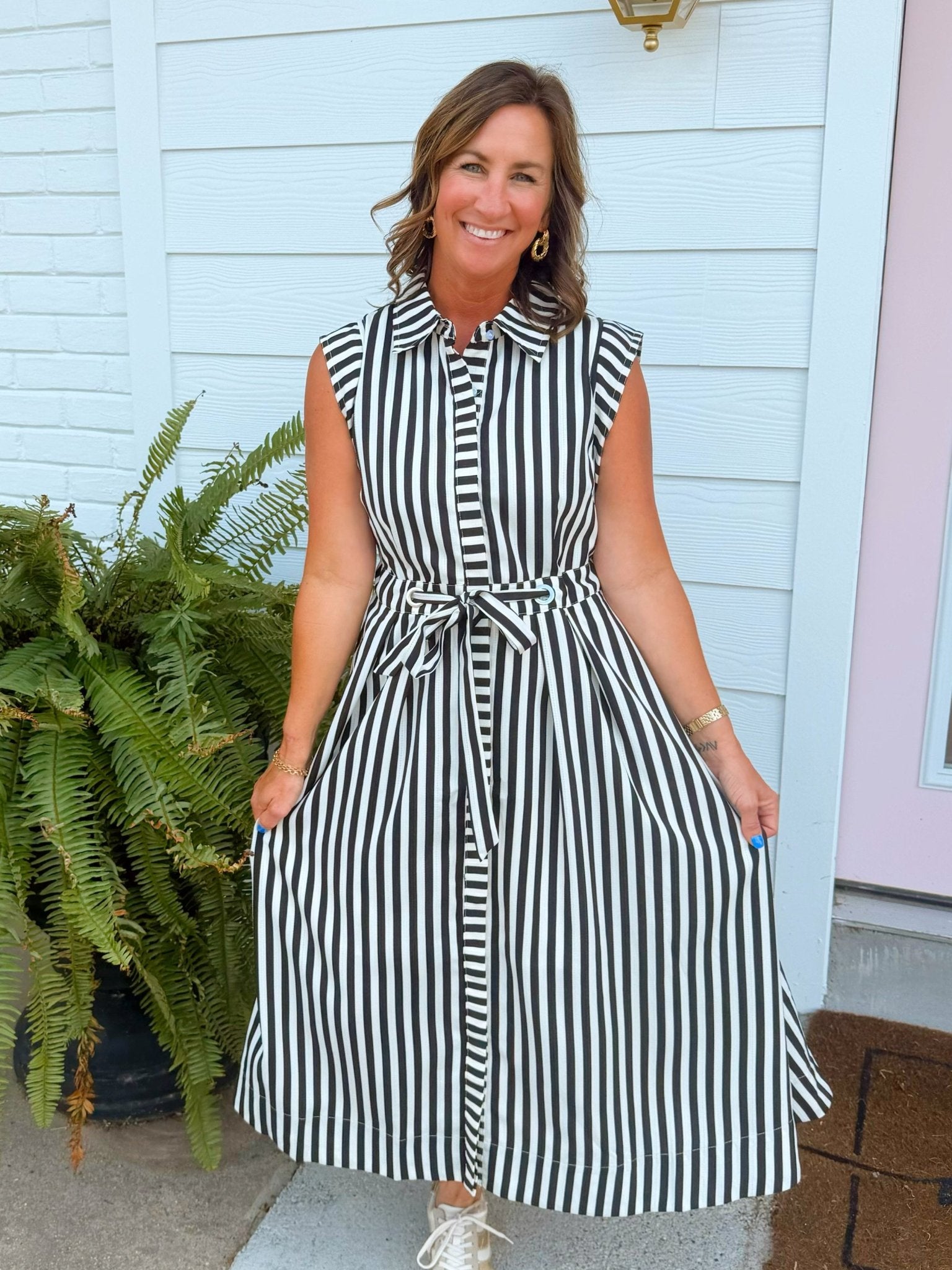 City Lines Striped Midi Dress - Jessi Jayne Boutique