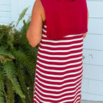 Harbor Lines Scarf Detail Dress Maroon - Jessi Jayne Boutique