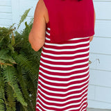 Harbor Lines Scarf Detail Dress Maroon - Jessi Jayne Boutique