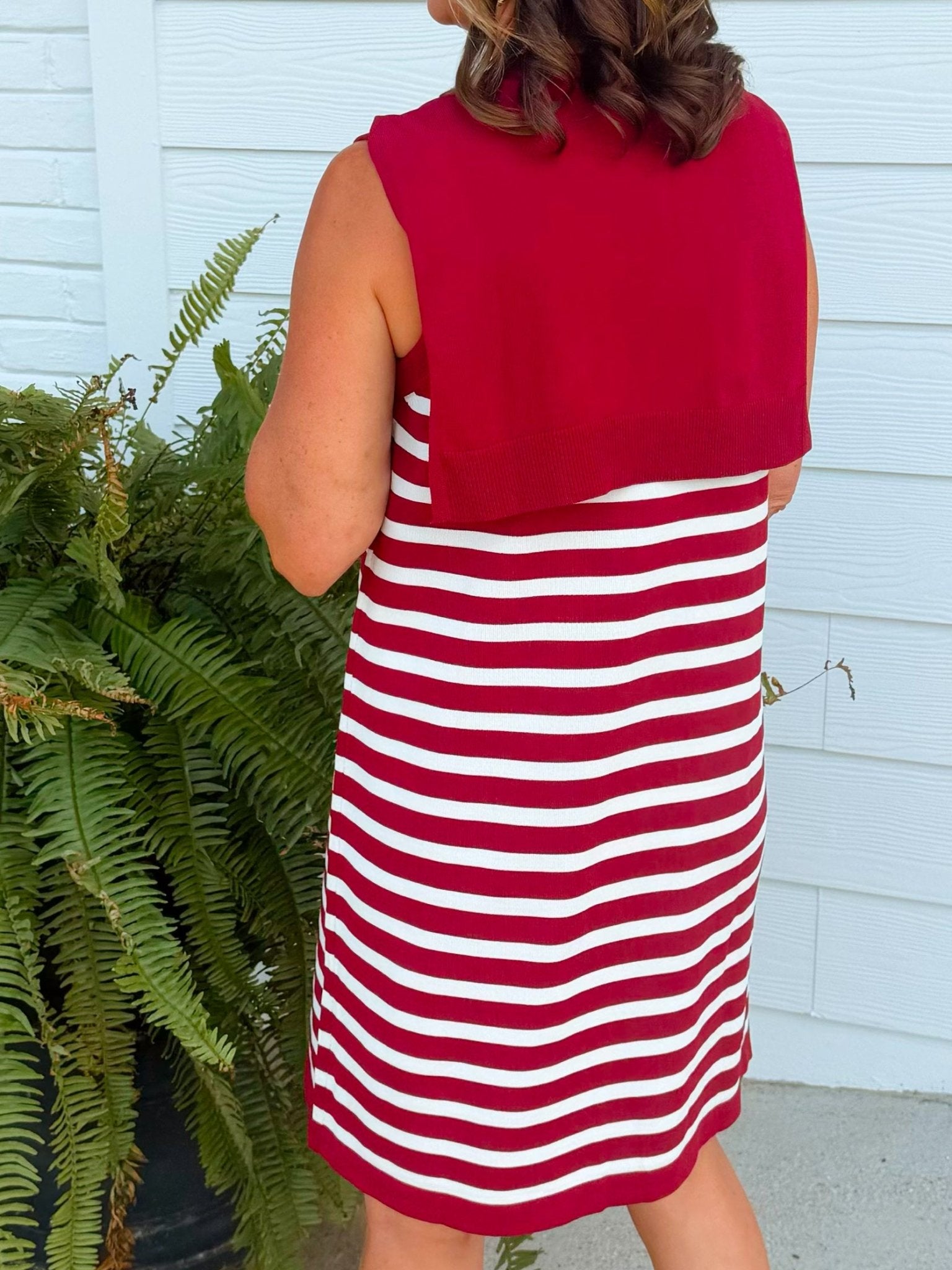 Harbor Lines Scarf Detail Dress Maroon - Jessi Jayne Boutique