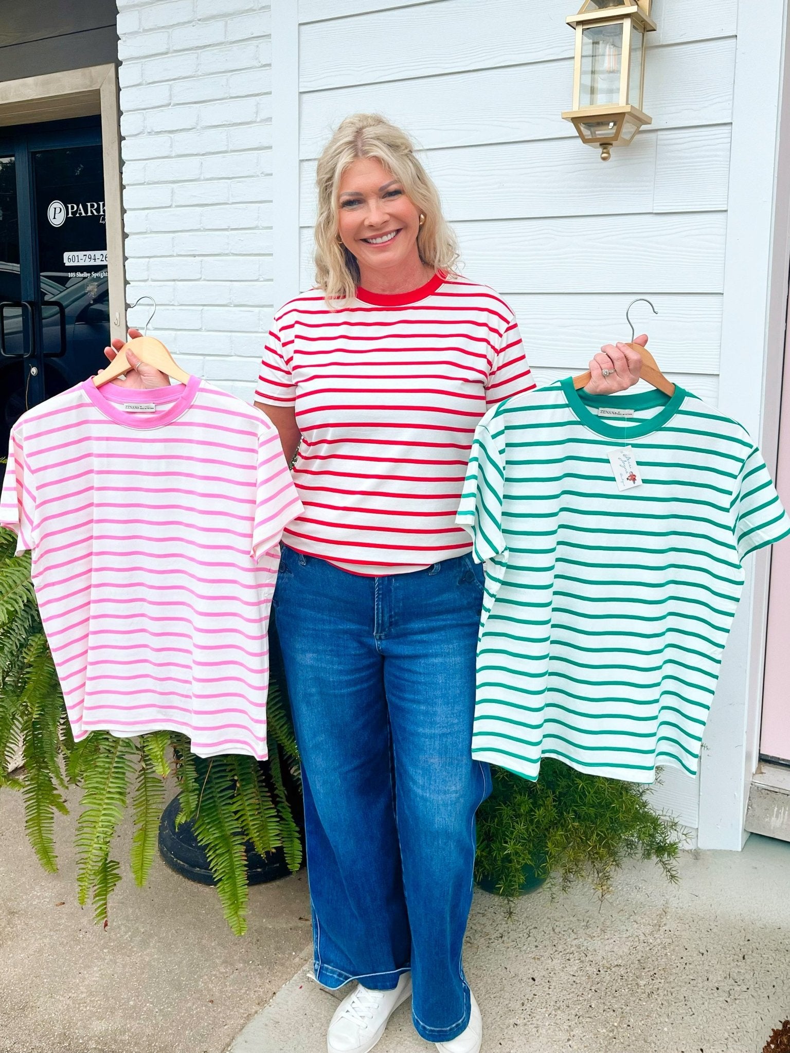 Candy Line Crew Neck Tee - Jessi Jayne Boutique