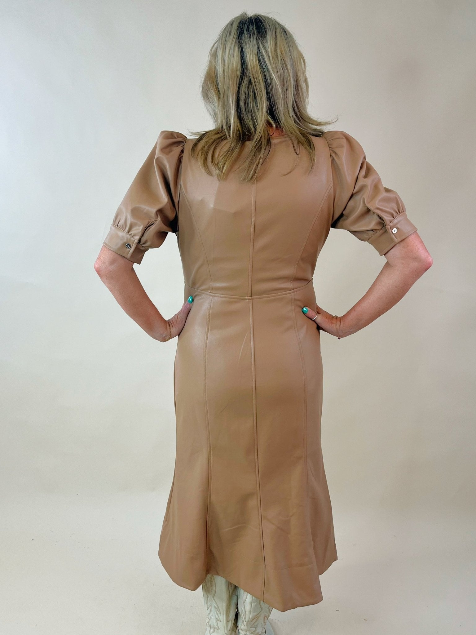 Power Move Faux Leather Midi Dress - Jessi Jayne Boutique
