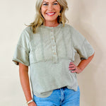 Sage Stitch Detail Short Sleeve Top - Jessi Jayne Boutique