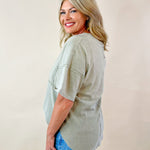 Sage Stitch Detail Short Sleeve Top - Jessi Jayne Boutique