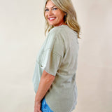Sage Stitch Detail Short Sleeve Top - Jessi Jayne Boutique