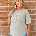 Sage Stitch Detail Short Sleeve Top - Jessi Jayne Boutique