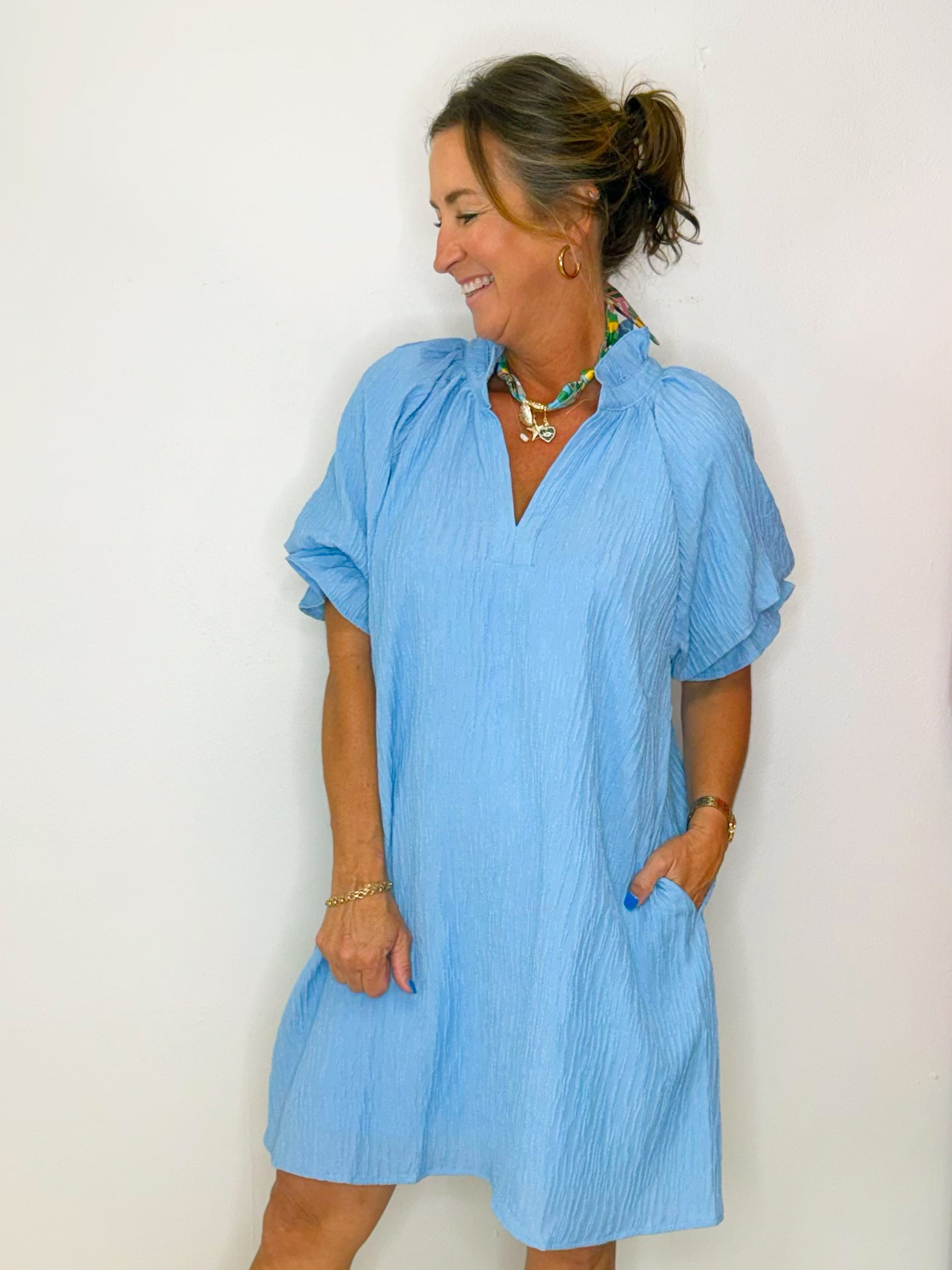 Bluebell Breezy Puff Sleeve Mini Dress - Jessi Jayne Boutique