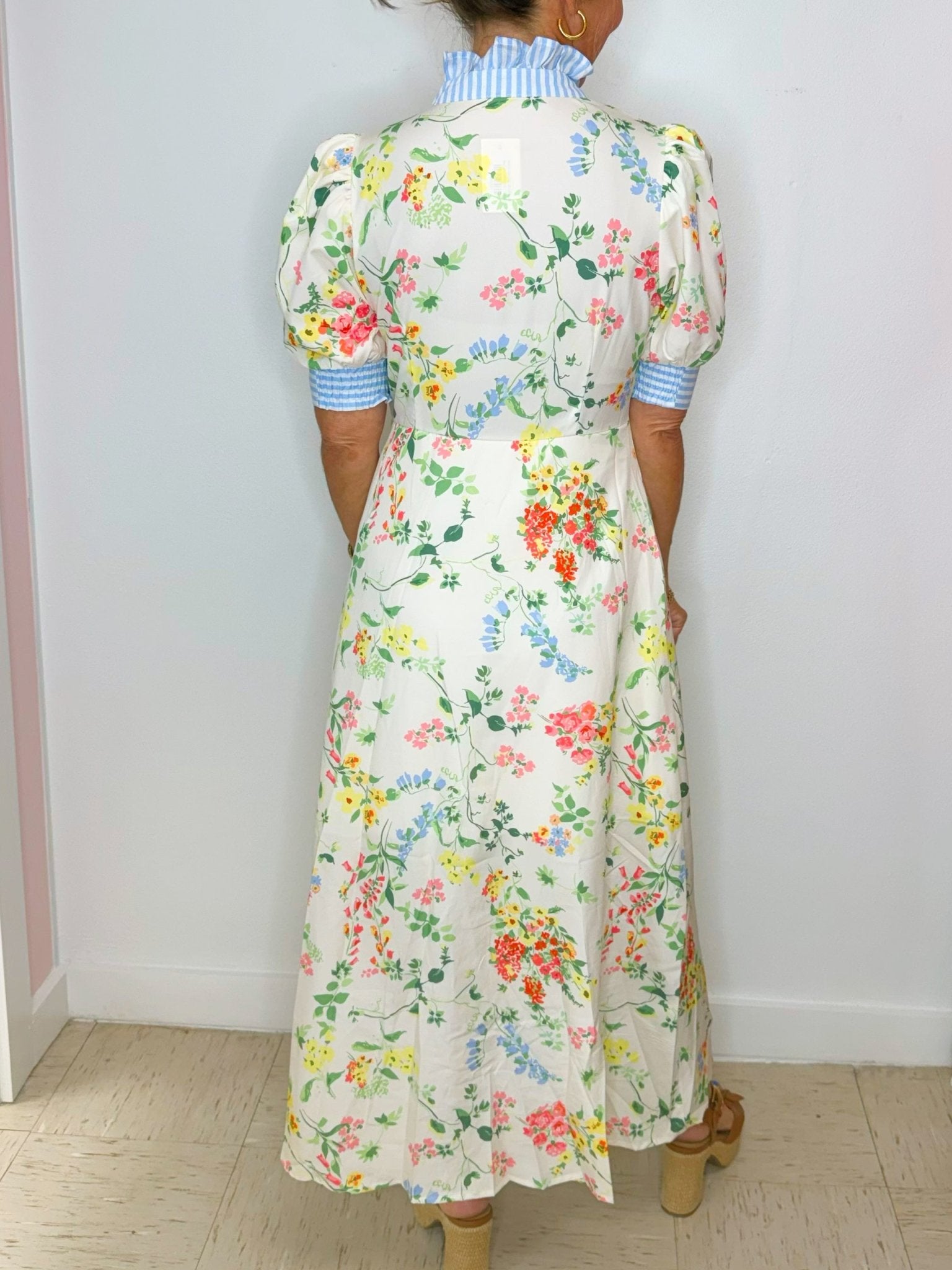 Meadow Stripe Button Midi Dress - Jessi Jayne Boutique