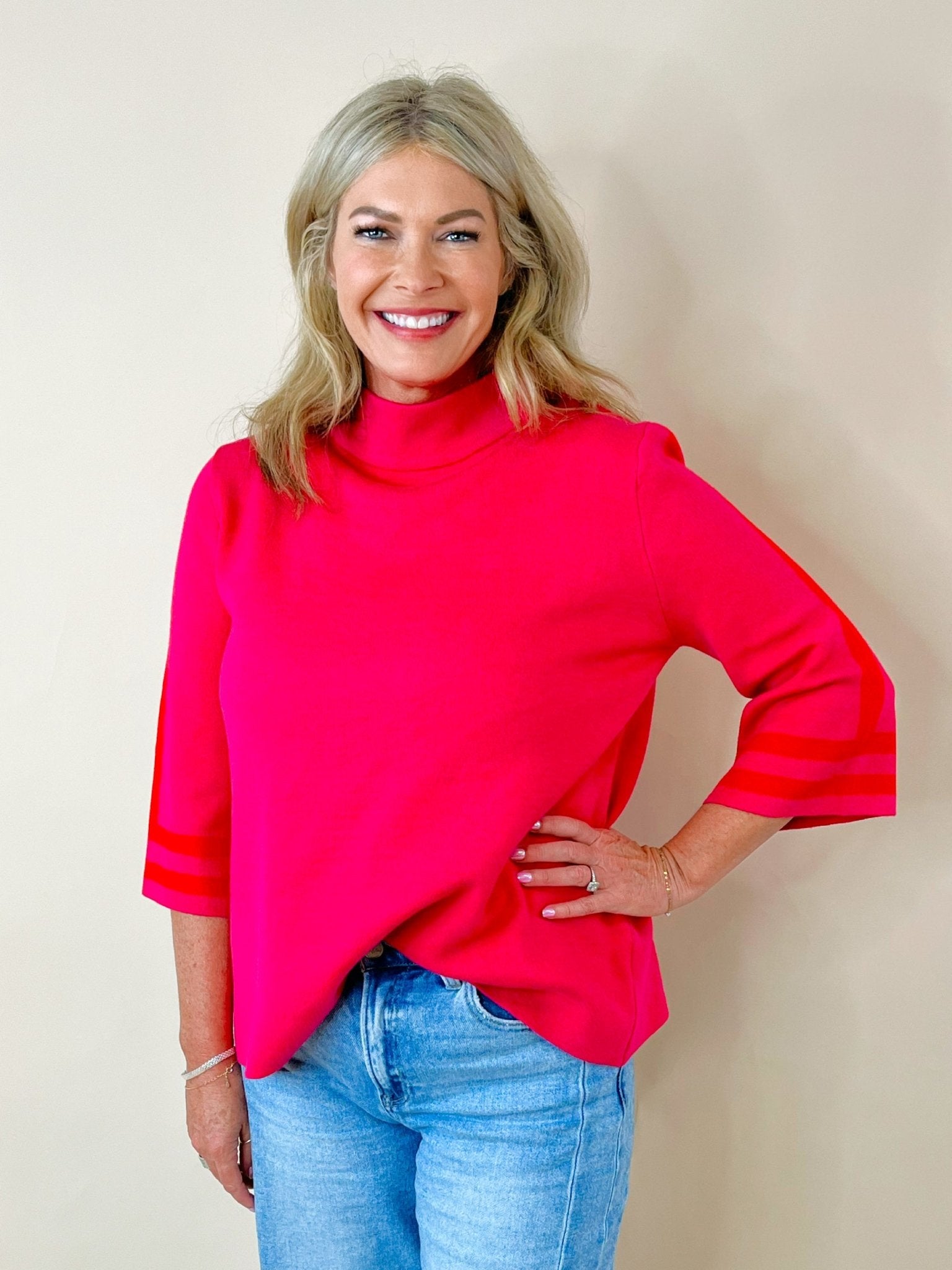 Bold Attitude Stripe Mock Neck Sweater - Jessi Jayne Boutique