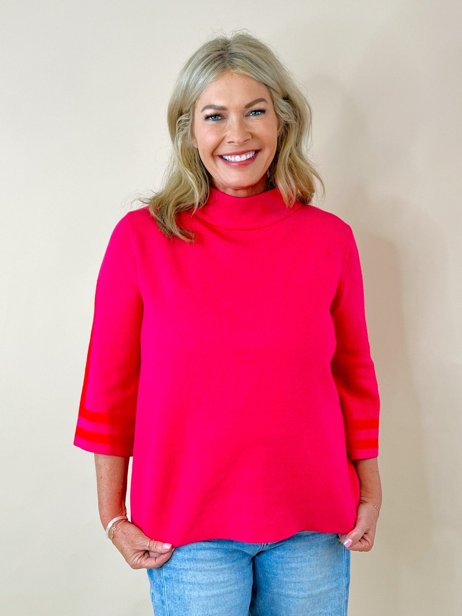 Bold Attitude Stripe Mock Neck Sweater - Jessi Jayne Boutique
