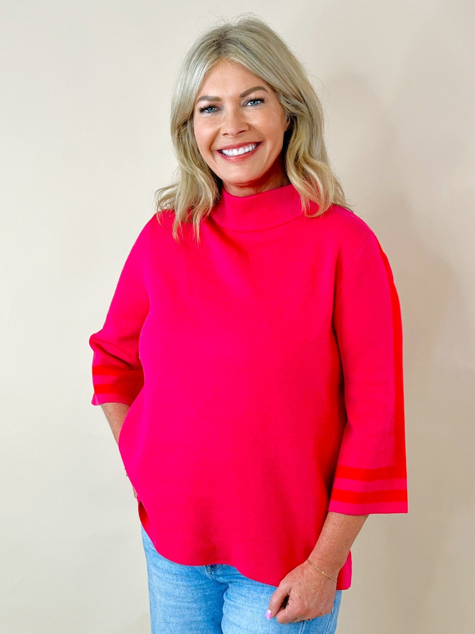 Bold Attitude Stripe Mock Neck Sweater - Jessi Jayne Boutique