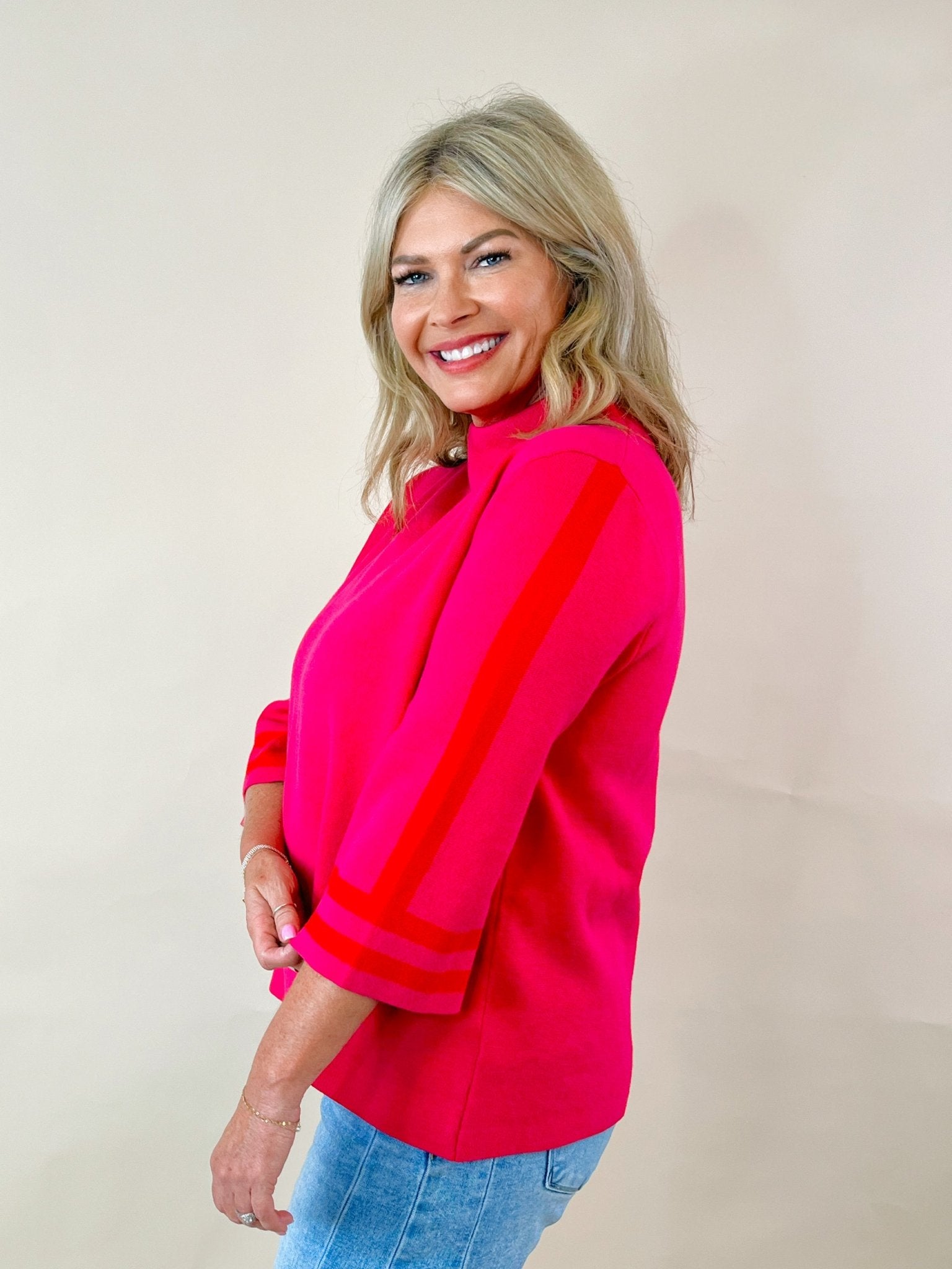 Bold Attitude Stripe Mock Neck Sweater - Jessi Jayne Boutique