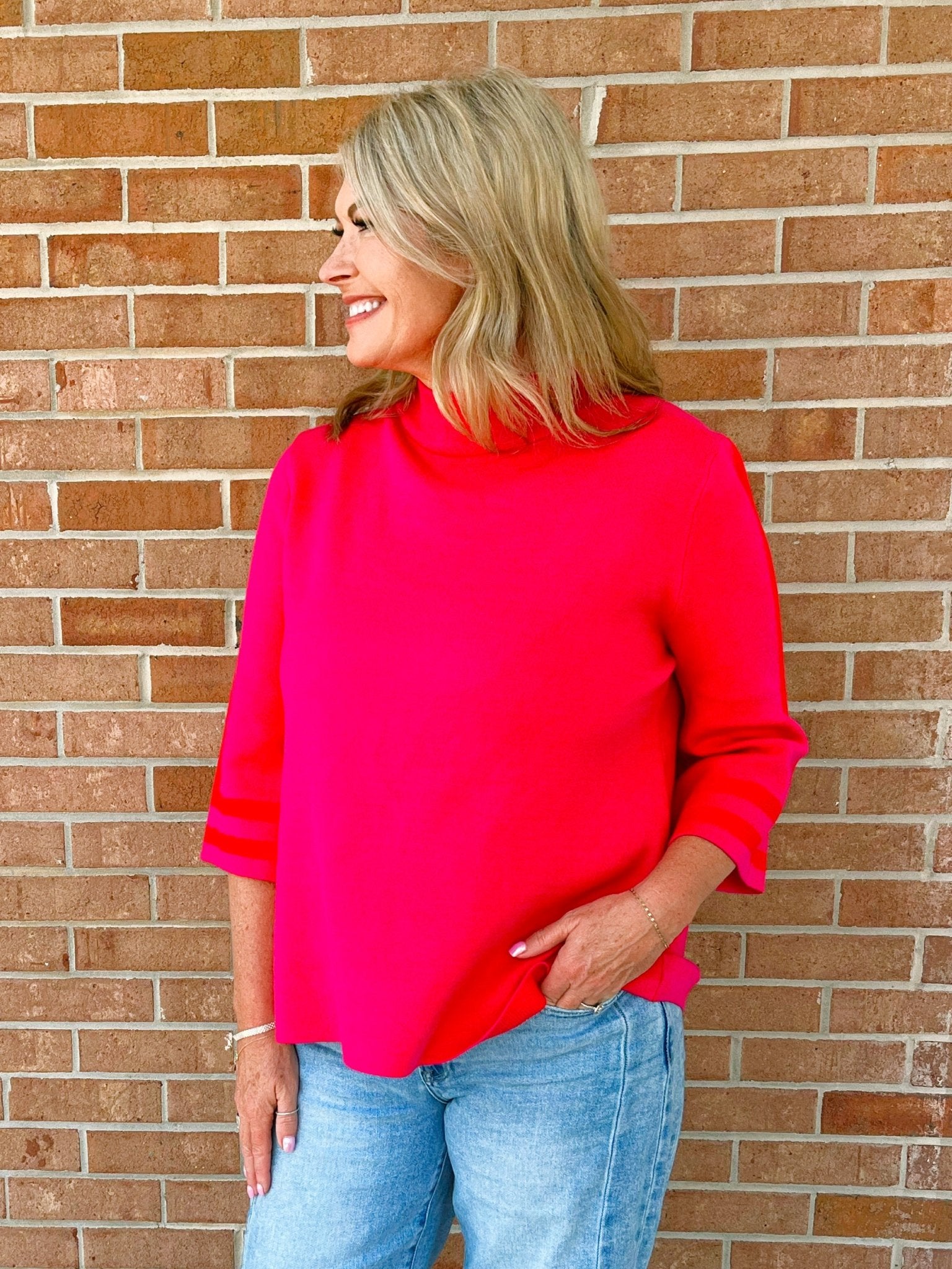 Bold Attitude Stripe Mock Neck Sweater - Jessi Jayne Boutique